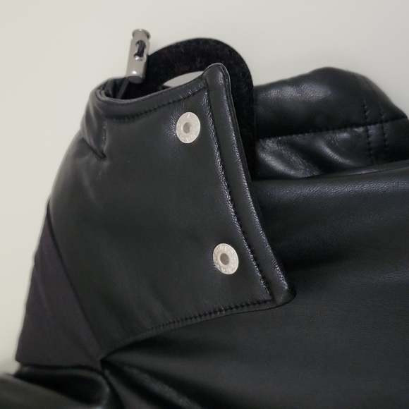 NWT 7 for All Mankind Black Faux Leather Long Puffer Vest Extra Small - Picture 8 of 15